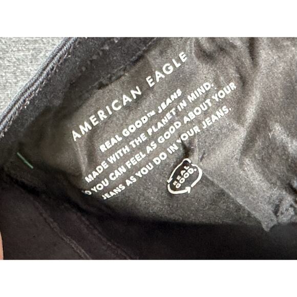 American Eagle Hi-Rise Skinny Kick Slit Black Jeans 12 Next Level Stretch 32x30 - Picture 7 of 13